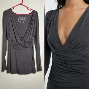 Alison Brittney Top Bodice Long Sleeve shirt Women Size XL Grey Casual